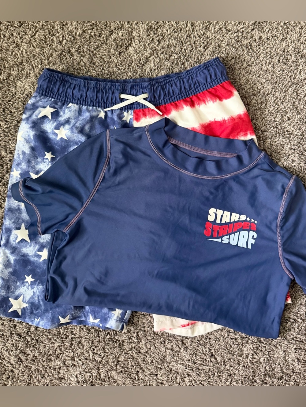 Stars & Stripes Boys Rash Guard and Swim Shorts set